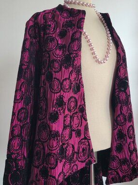 IC By CONNIE K Magenta & Black Jacquard Statement Jacket XL